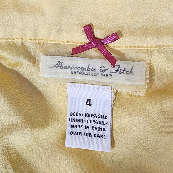 Abercrombie & Fitch 100% Silk Floral Side Closure Skirt Yellow Size 4 - Picture 11 of 14